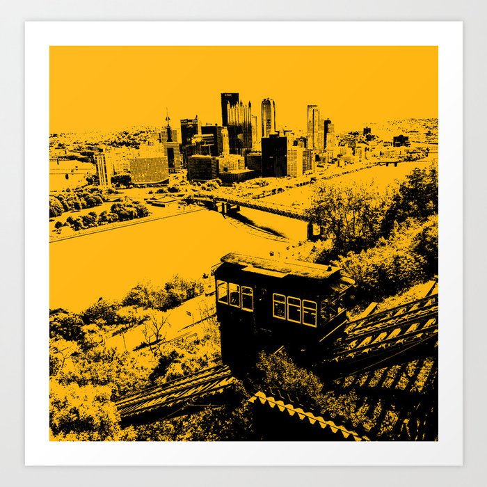 Pittsburgh Incline Black and Gold Print Art Print