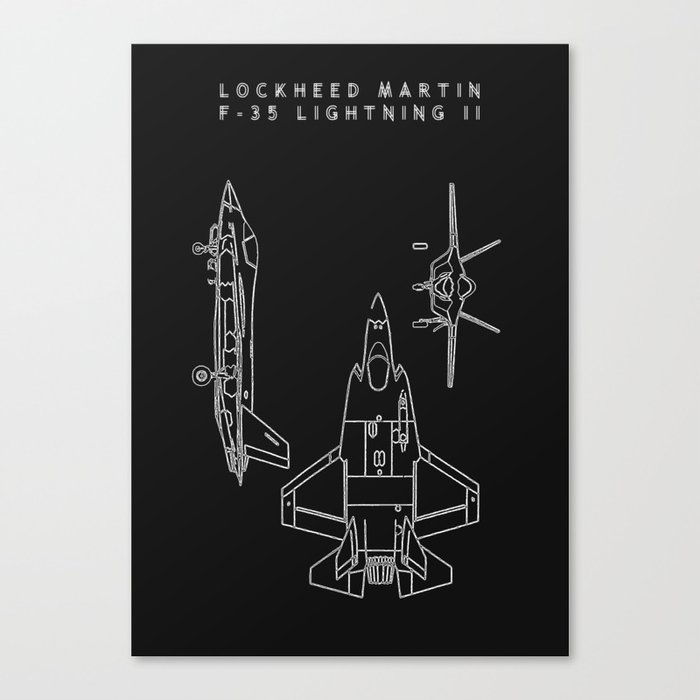 Lockheed Martin F35 Lightning II Blueprint Canvas Print by Kaeda