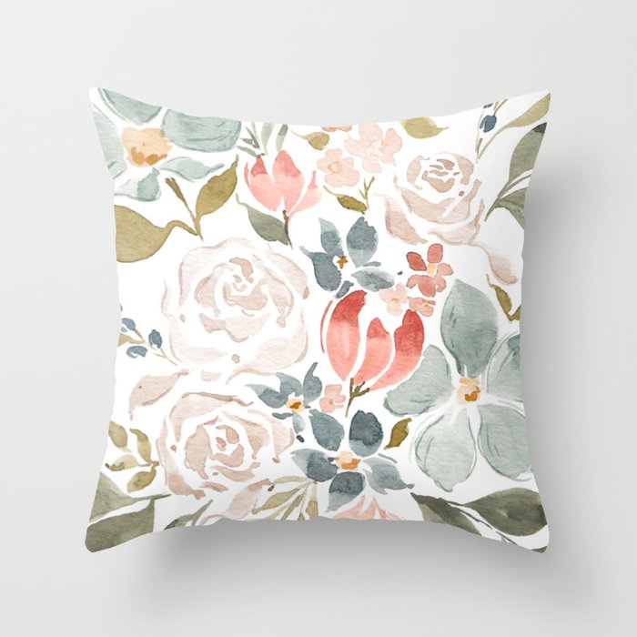 Winsor Sea Floral Art Throw Pillow