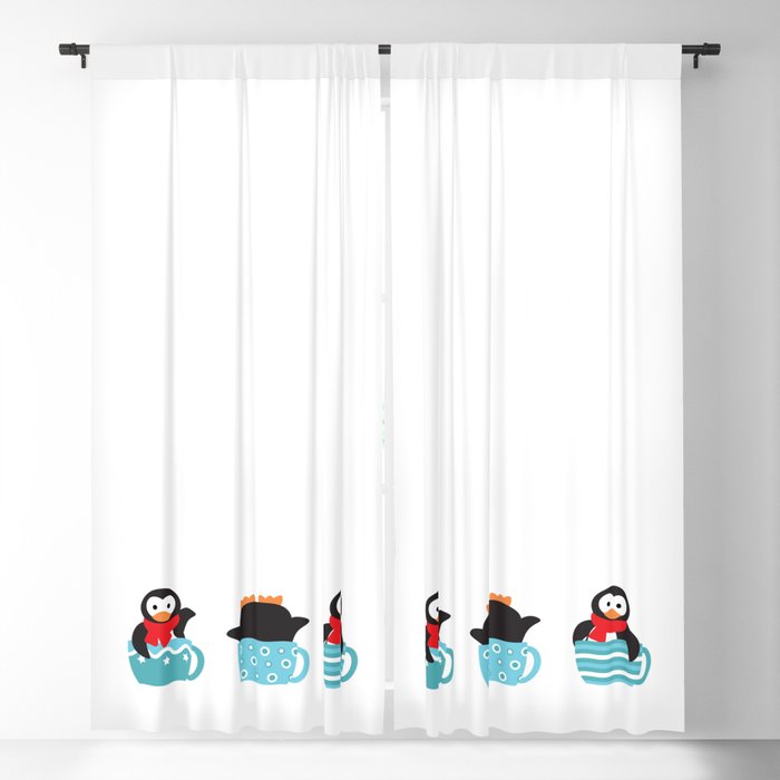 Trio coffee penguins Blackout Curtain