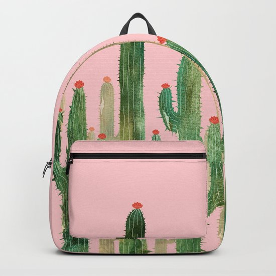 Cactus Four on Pink Backpack