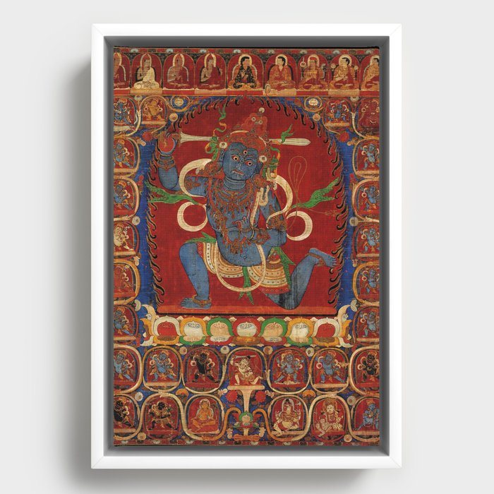 Achala Buddhist Deity Blue Kneeling 1200s Framed Canvas