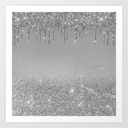 Dripping Silver Glitter  Art Print