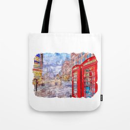 England UK watercolor Tote Bag