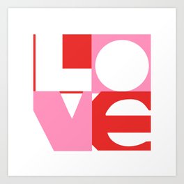 Bold Bauhaus Typographic Love 1. Red and Pink Art Print