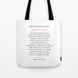 Ralph Waldo Emerson Poem, My Wish For You - Square Tote Bag