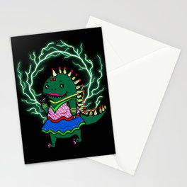 Cute Lady Dinosaur with jewelry power funny cartoon Stationery Card