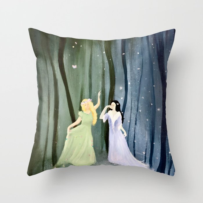 Spring and Winter Throw Pillow