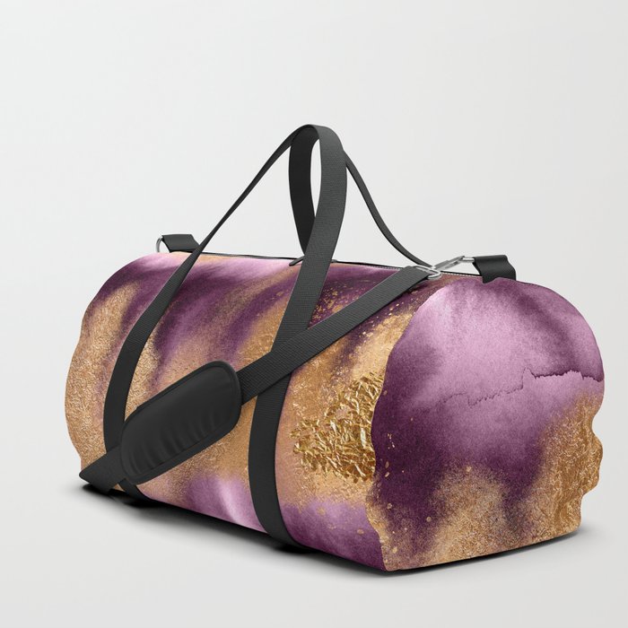 Purple Magenta And Gold Watercolor Texture Duffle Bag