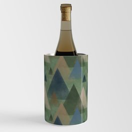 Abstract Misty Mountains, Pine, Slate Blue, Tan and Beige Wine Chiller