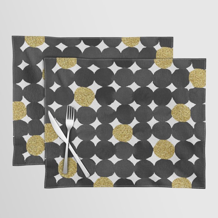 Dots pattern - black and gold Placemat