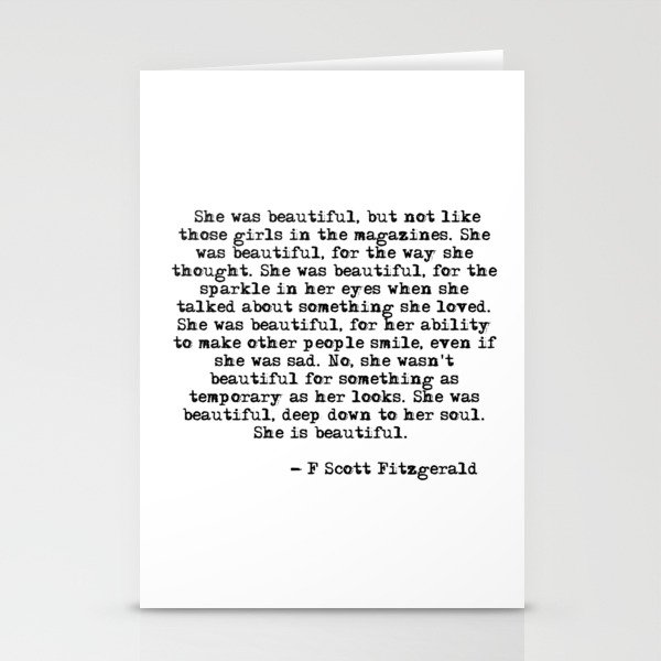 She was beautiful - Fitzgerald quote Stationery Cards