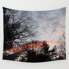 red clouds in the sky Wall Tapestry