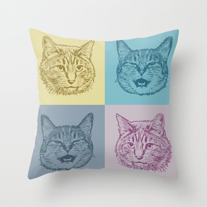 Cat Squares Throw Pillow