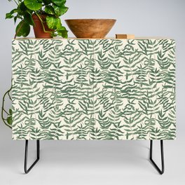 Ash - Green ash leaves on a light background Credenza