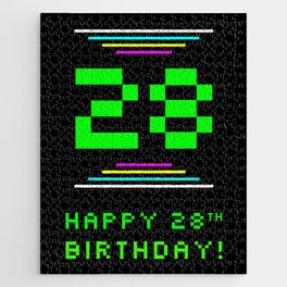 [ Thumbnail: 28th Birthday - Nerdy Geeky Pixelated 8-Bit Computing Graphics Inspired Look Jigsaw Puzzle ]