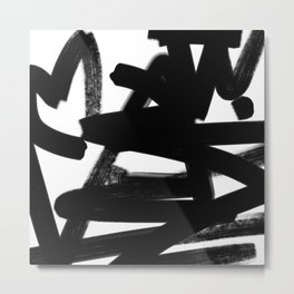 Thinking Out Loud - Black and white abstract painting, raw brush strokes Metal Print | Brushstrokes, Black and White, Blackpainting, Acrylic, Expressionism, Expression, Spontaneous, Blackandwhite, Abstract, Movement 