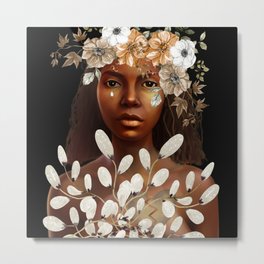 Broke In Hearted Metal Print | Portrait, White, Afircanamericanart, Melanin, Graphicdesign, Blackartist, Floral, Brown, Blackwoman, Blackart 