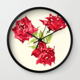 Three Red Roses Wall Clock