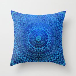 Blue Flower Mandala Throw Pillow