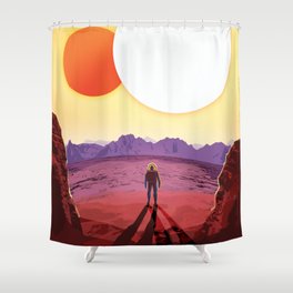 NASA Retro Space Travel Poster #8 Kepler 16b Shower Curtain