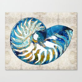 Beachy Art - Nautilus Shell Bleu - Sharon Cummings Canvas Print