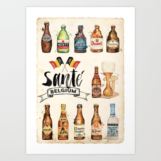 Belgium Beers Art Print