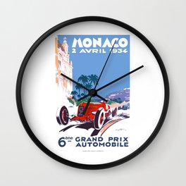1934 MONACO Grand Prix Racing Poster Wall Clock