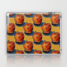 Oil painted red apple on yellow background (diagonal) Laptop Skin