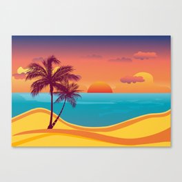 Tropical Beach Sunset Canvas Print