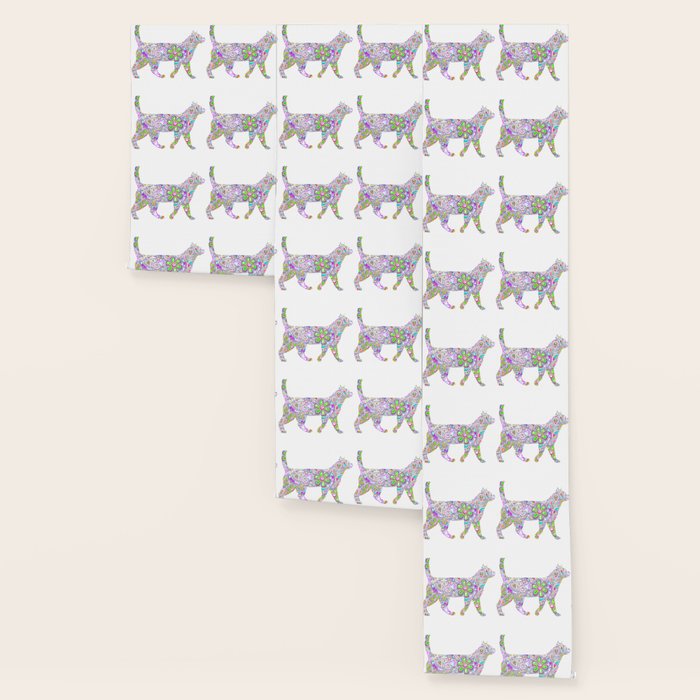 Neon Rainbow Flowers Cat Wallpaper By Green Cow Society6