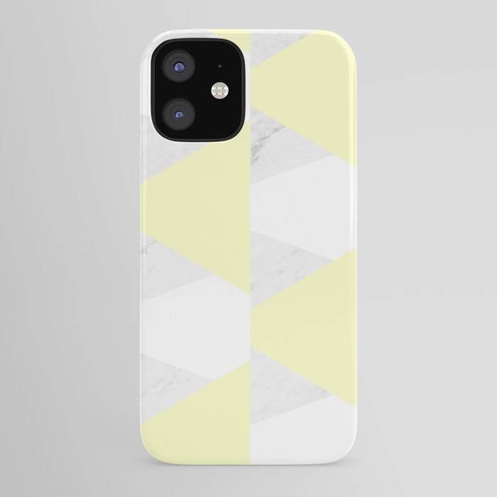 Yellow White Marble Triangles iPhone Case