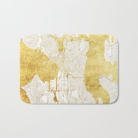 Seattle Map Gold Bath Mat
