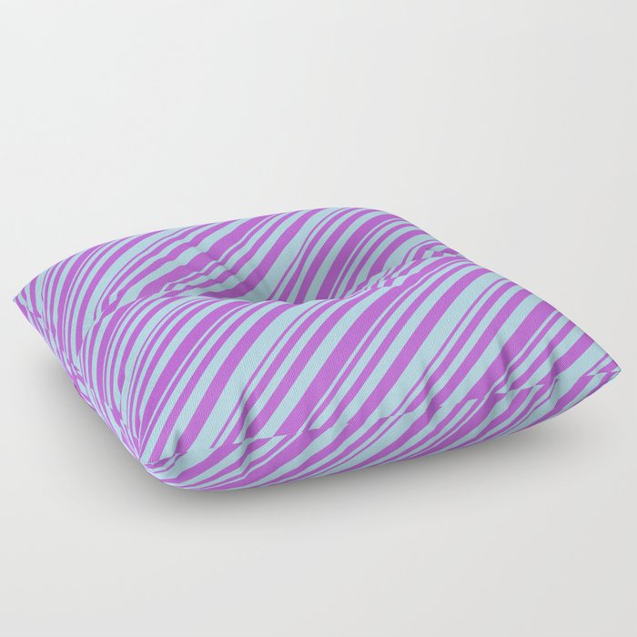 Orchid and Light Blue Colored Lined Pattern Floor Pillow
