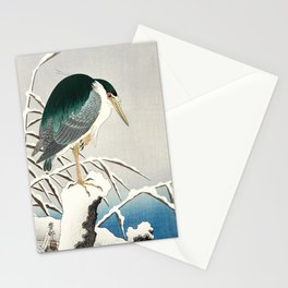 Heron in snow - Japanese vintage woodblock print art Stationery Card