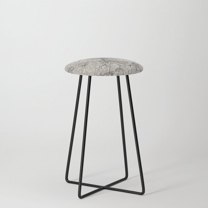 Germany, Bielefeld - Black and White Authentic Map  Counter Stool