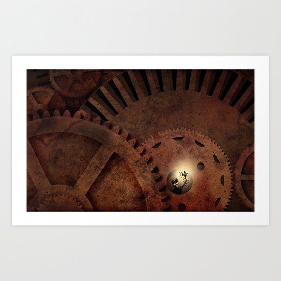 The Man in the Machine - A Steampunk Fantasy Art Print
