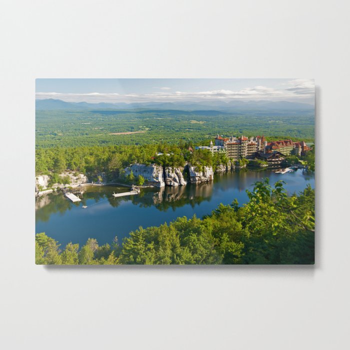Summit, Mohonk Mountain, Mohonk Lake and Mountain House, Hudson River Valley, New Paltz, New York color photograph / photography by Fred Hsu Metal Print