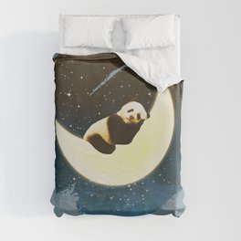 Sleeping Panda on the Moon Duvet Cover
