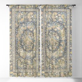 Louis XIV Savonnerie French Floral Carpet Print Sheer Curtain