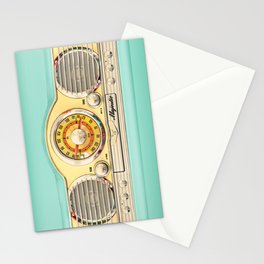 Blue teal Classic Old vintage Radio Stationery Card