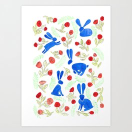 Bunnies in the Poppies Art Print