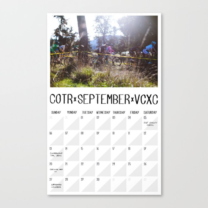 September Cross Calendar Canvas Print