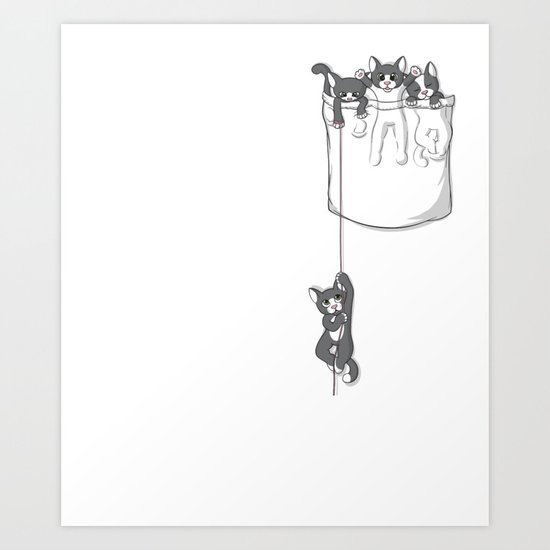 Pocket Cat Pocket Kitten Art Print By Bekachkhenkeli Society6