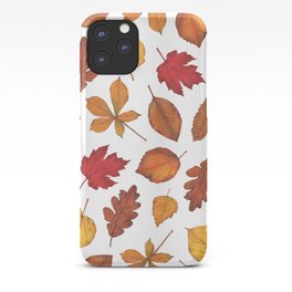 Autumn Leaves Watercolor Pattern | Fall Leaves | Autumn Foliage Design | iPhone Case | Fall, Autumn, Chestnut, Nature, Garden, Trees, Orange, Yellowleaves, Vintage, Woods 