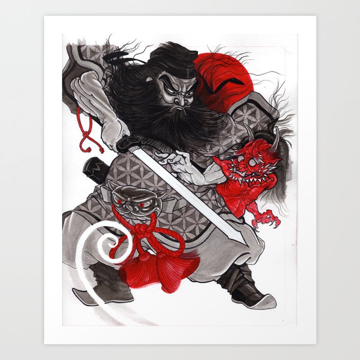 Shoki & Oni Art Print