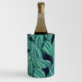 Navy Green Tropical wallpaper print Wine Chiller