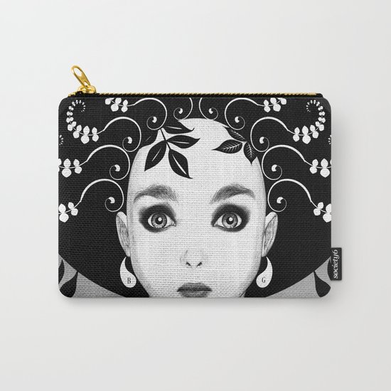 Black and white floral portrait Carry-All Pouch
