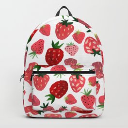 Strawberry Pattern Backpack | Hotpink, Veggies, White, Illustration, Vegetables, Design, Magenta, Acrylic, Food, Pattern 
