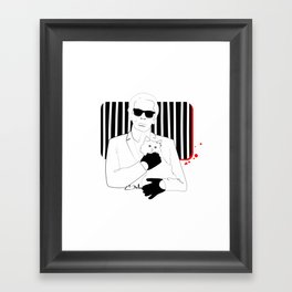Bold Karl Lagerfeld and his cat illustration Framed Art Print